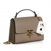 Geanta din piele naturala, model DiAmanti Capri Taupe Scuro